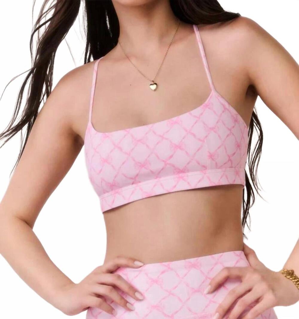 NEW LOVESHACKFANCY sweetheart cadelle sports bra in pink peppermint